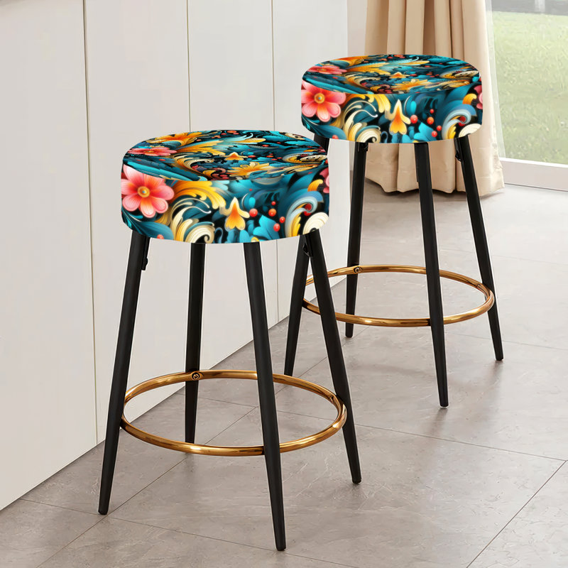 Ensemble de 2 tabourets de bar à motif cachemire rétro Fusion