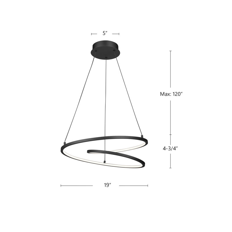 Twist 1 - Light LED Pendant, Antique Brass, 126.25" H x 19" W x 19" D