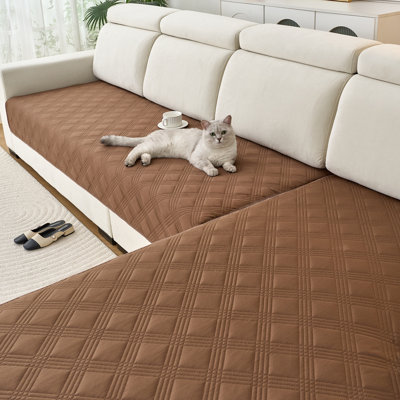 2-Piece Quilted L-Shaped Sofa Cushion Cover, Pet-Friendly Non-Slip Sectional Sofa Protector, Machine Washable