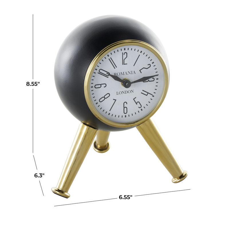 Adom Analog Metal Quartz Tabletop Clock, Black