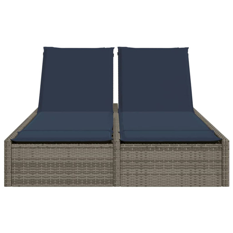  Patio Double Sun Lounger Grey, Navy Blue, Navy Blue, Gray