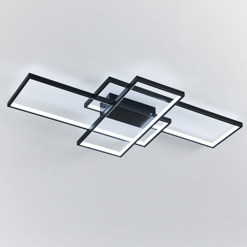 Canace 3-Light RectangleLED Flush Mount Ceiling Light, Black