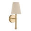 Applique murale 1 lumière l 5 po x H 14 po en laiton mat avec abat-jour en corde naturelle blanchie conique