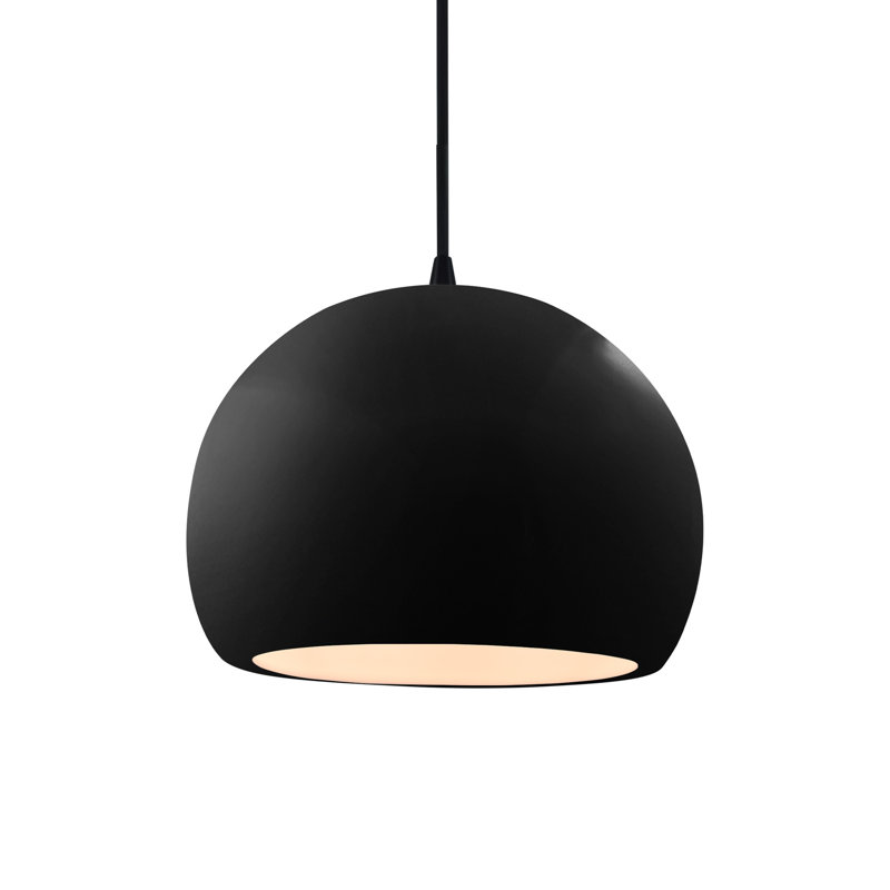 Luminaire suspendu à 1 lumière Aschwin, H 7,75 po x l 10 po x P 10 po, Noir brillant / blanc mat, Noir mat