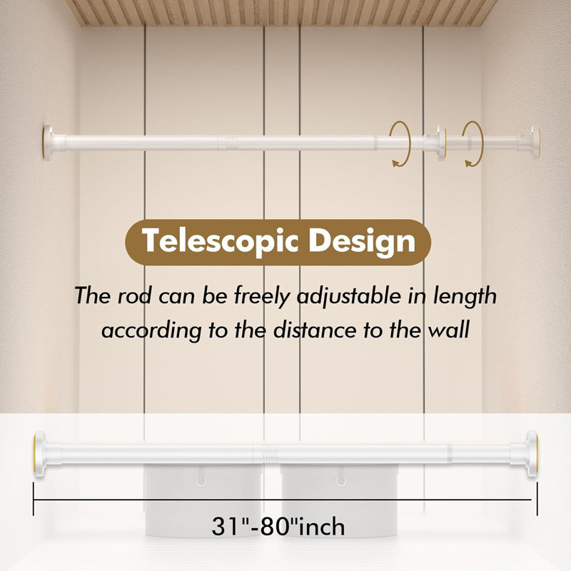 Tringle de rideau de douche à tension de ressort réglable - aucune installation de perceuse, acier inoxydable résistant à la rouille, poignée antidérapante, tringle de douche de salle de bain durable