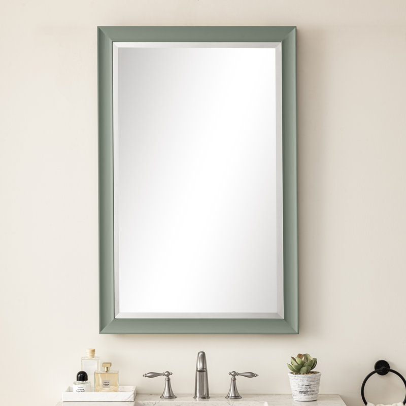 Glenbrooke Solid Wood Beveled Wall Mirror, 38" x 26", Smokey Celadon