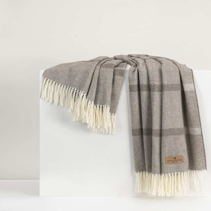Montauk Stripe Herringbone Throw, Mink