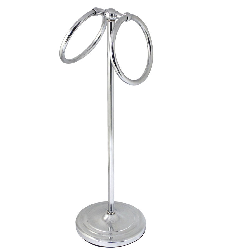 17" Polished Chrome Double Freestanding Hand Towel Ring