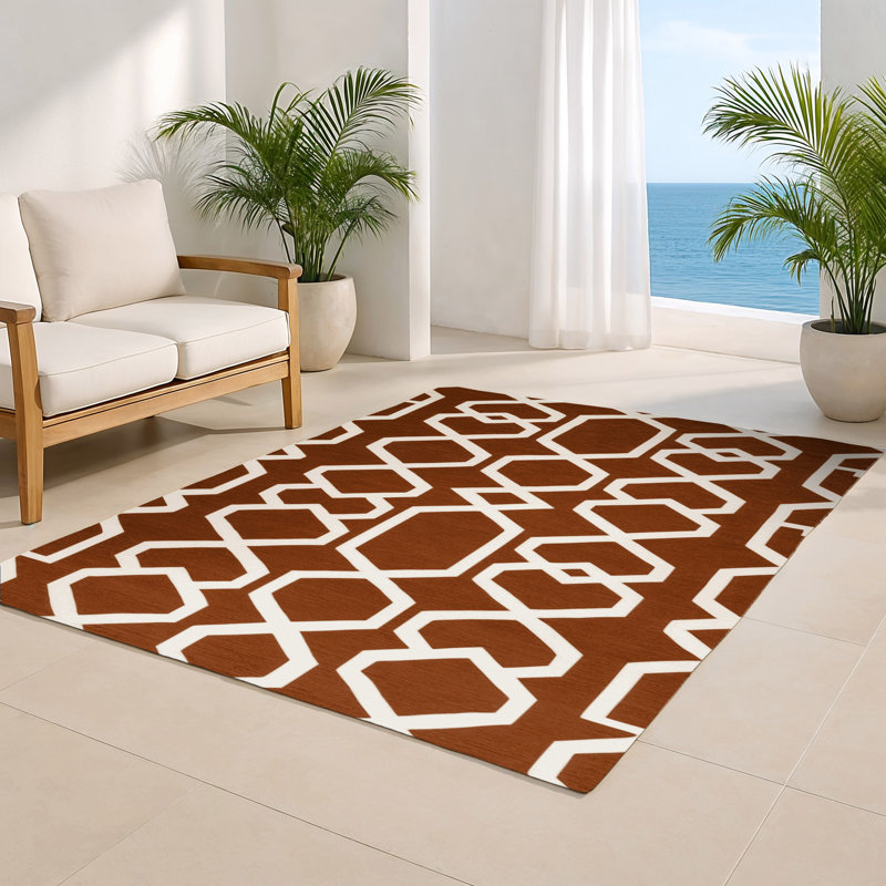 Tapis brun intérieur et extérieur Trellis, Rectangle 4pi x 6 pi