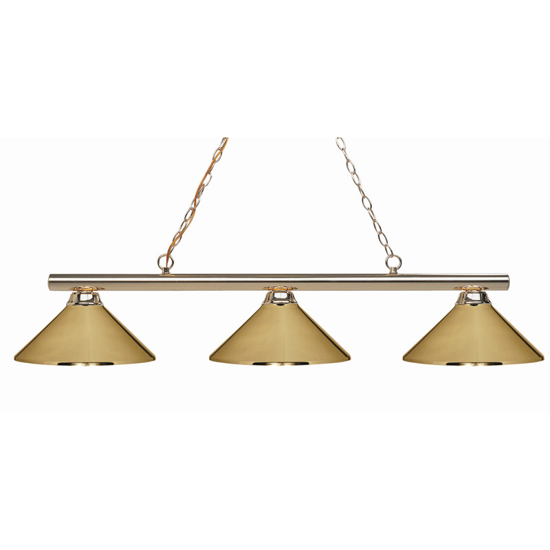 Sharp Shooter 3 Light Billiard Pendant, Métal Laiton poli / Laiton poli