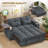 65" Wide Convertible Futon Sofa Bed with Pull-Out Sleeper, Side Table, USB & Type-C Ports&Storage Armrests-578144057