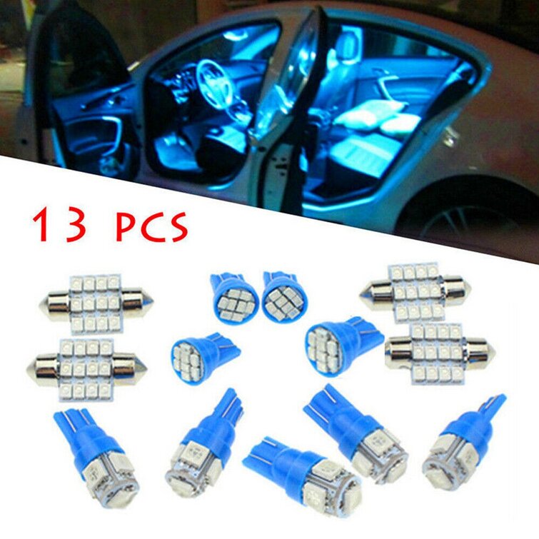 13Pcs Auto Car Interior LED Lights Dome License Plate Lamp 12V Kit  Accessories Blue