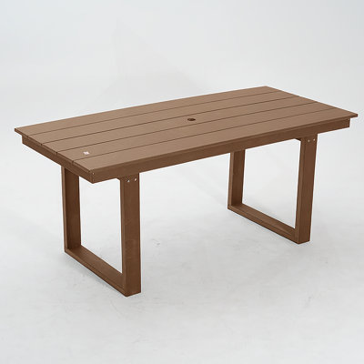 Table de salle à manger et de réunion extérieure en PEHD de 67 pouces, résistante aux intempéries, 6 places assises, conception peu encombrante