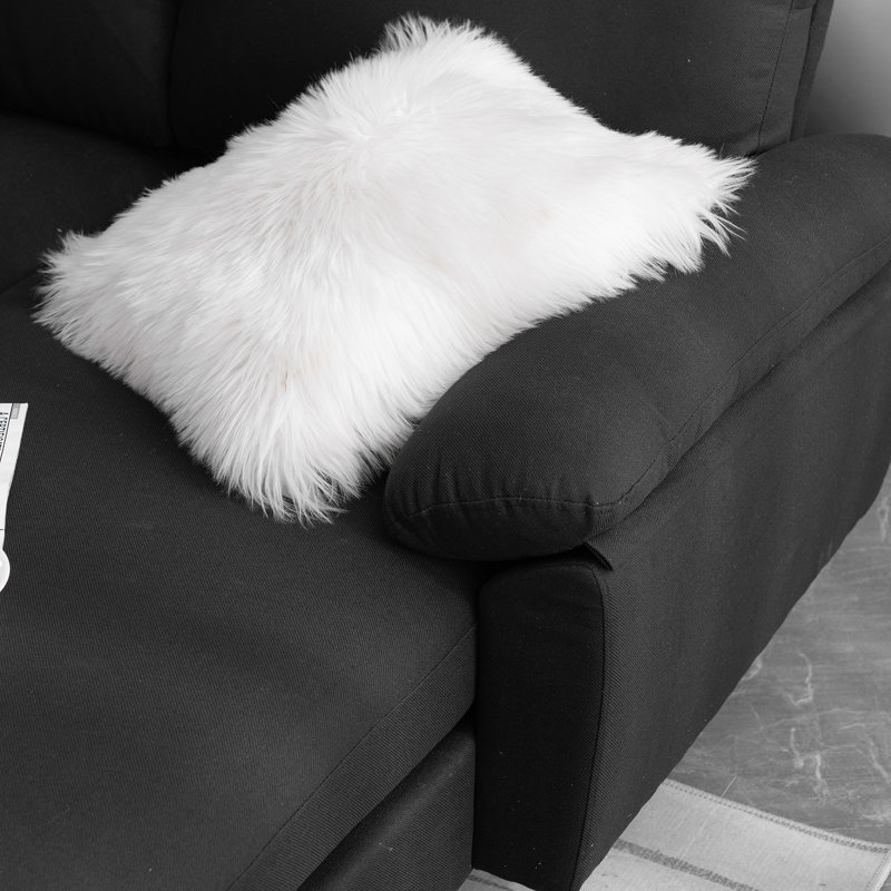 Upholstered Sectional Reversible, Dark Gray Polyester Blend