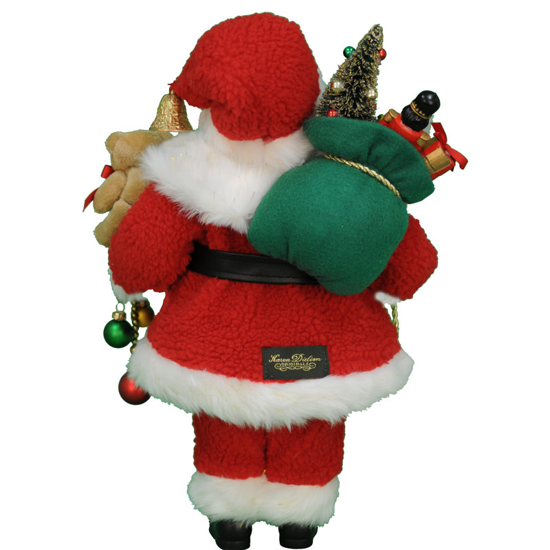Hand-Painted Winter Santa Figurine with Glass Eyes, 17 Inches