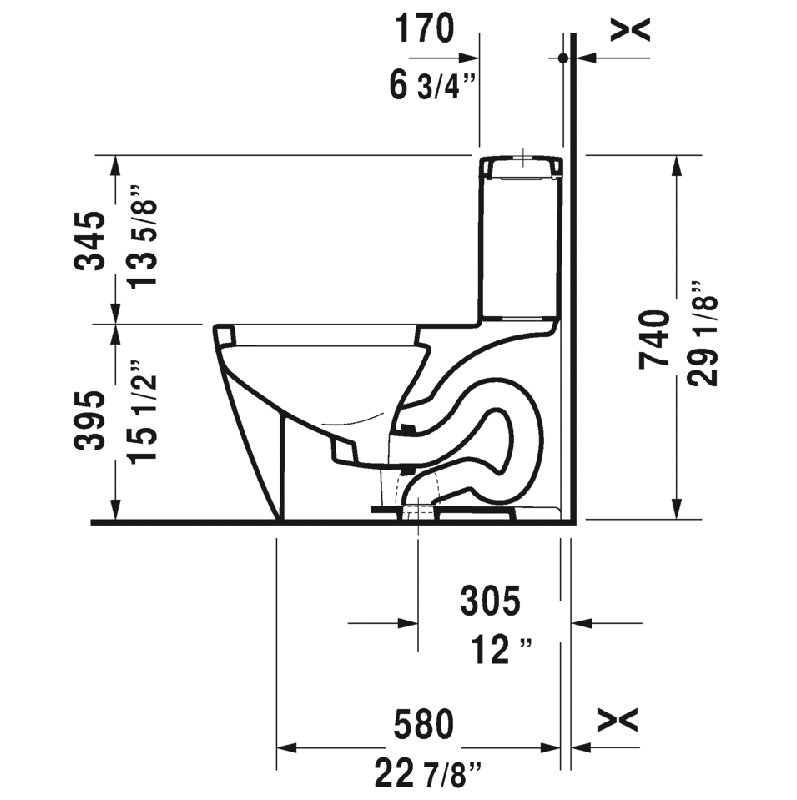 Toilette allongée une pièce 1,28 gpf (économe en eau) avec surface émaillée (siège non inclus) Starck 2