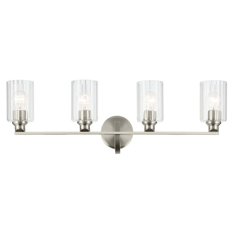 32.25" 4-Light Vanity Light with Fluted Glass, Clear, Brushed Nickel