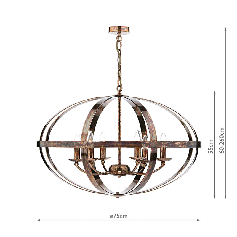Smithsonian 6 - Light Sphere Pendant, Petrol Copper