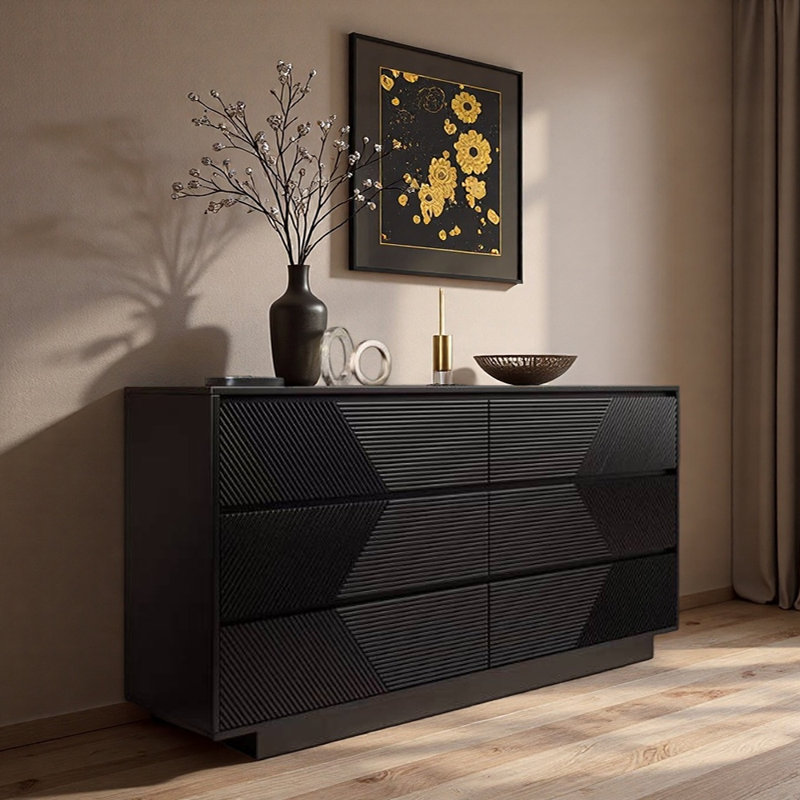 Commode d'entrée Mid-Century, Noir, H 29,5 po x l 47,2 po x P 15,7 po