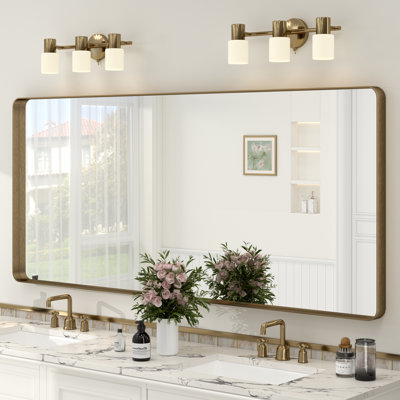 Molly Tempered Glass and Metal Framed French Cleat Mounted Wall Bathroom / Vanity Mirror
