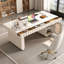 Bureau blanc rectangulaire en bois manufacturé avec 2 tiroirs-108625256