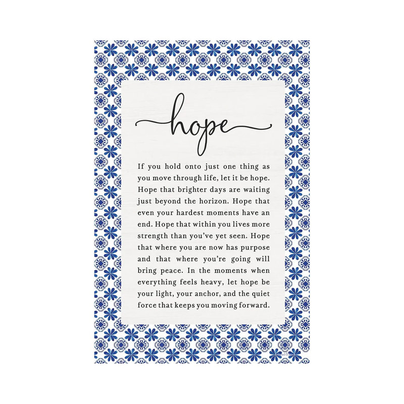 Hope 1 Piece Wall Art on Canvas, 30.48 cm H x 20.32 cm W x 1.905 cm D, Does Not Apply