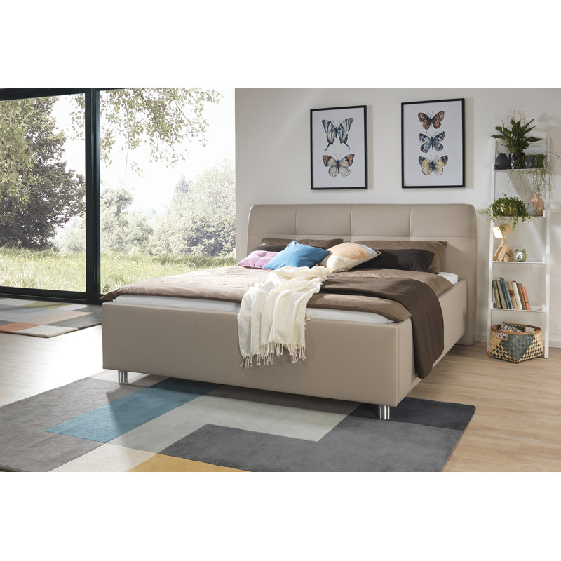 Upholstered Bed, Beige, 160x200