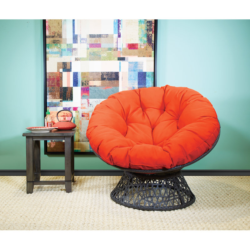 Leianna Upholstered Swivel Accent Chair, Gray, Orange Polyester Blend