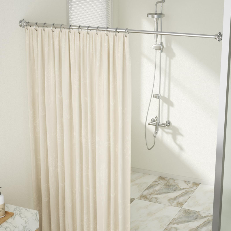 Tringle de rideau de douche à ressort réglable (chrome)