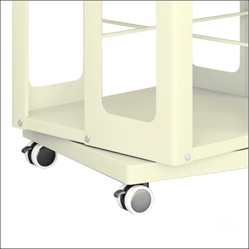 4-Tier All-Steel Rotating Bookshelf With 360° Wheels, Yellow