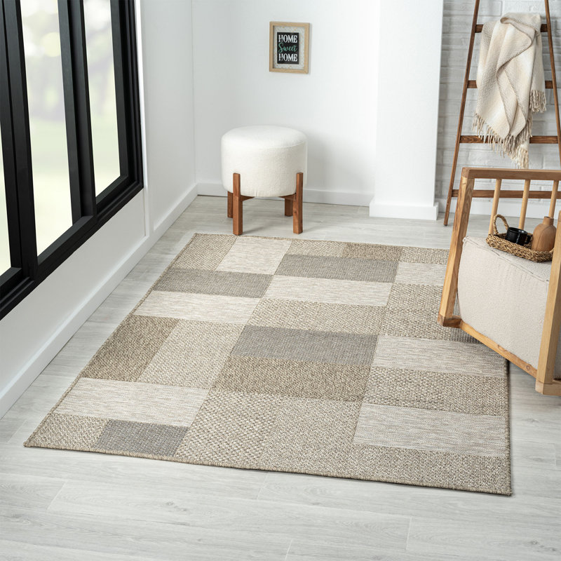 Hailiey Flatweave Faux Jute Tan/Natural Indoor/Outdoor Rug, Rectangle 7'10" x 9'6"