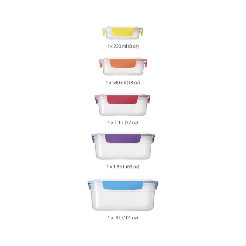 CONTENANTS D'ALIMENTS AVEC COUVERCLES DE VERROUILLAGE NEST, Multi-couleur