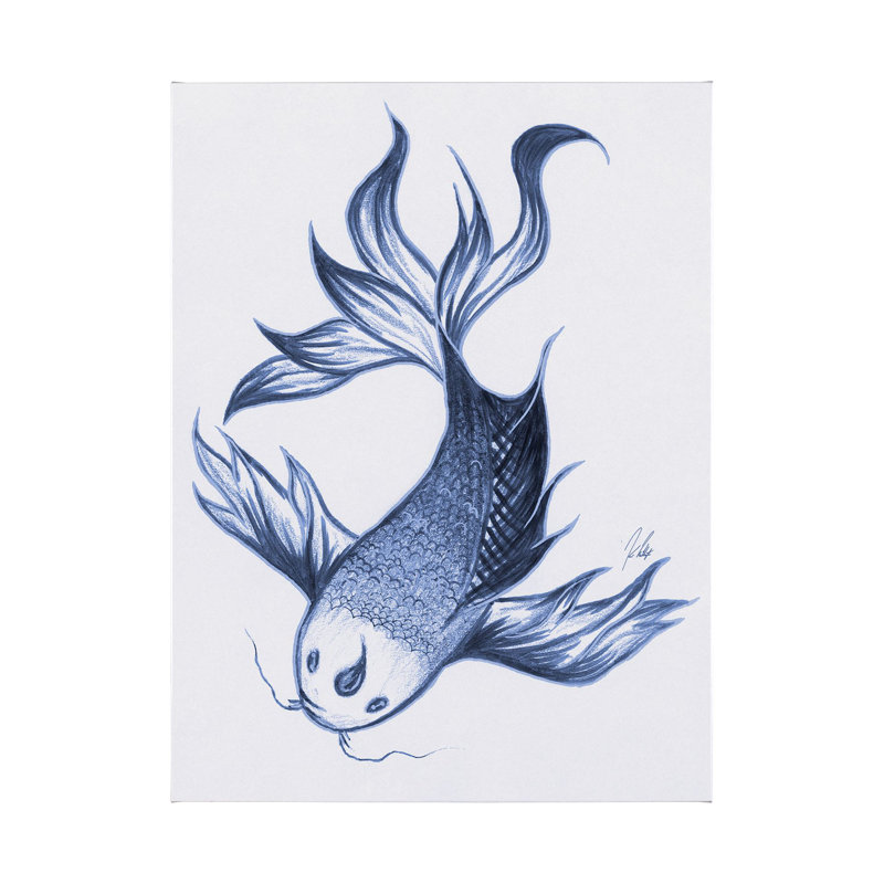 Toile texturée koi, H 50 po x l 40 po x P 1,5 po