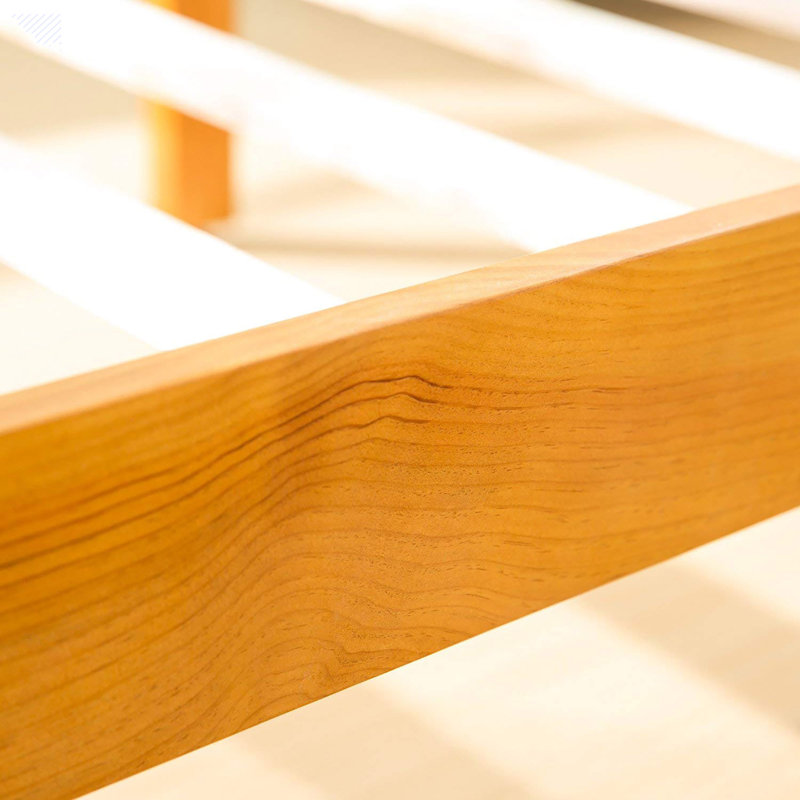 Lit plateforme en bois avec tête de lit et pied de lit, Chêne