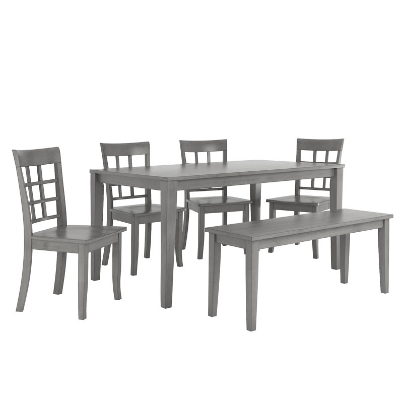 Alexa-Mae 6 - Person Solid Wood Top Four Leg Dining Set, Antique Gray