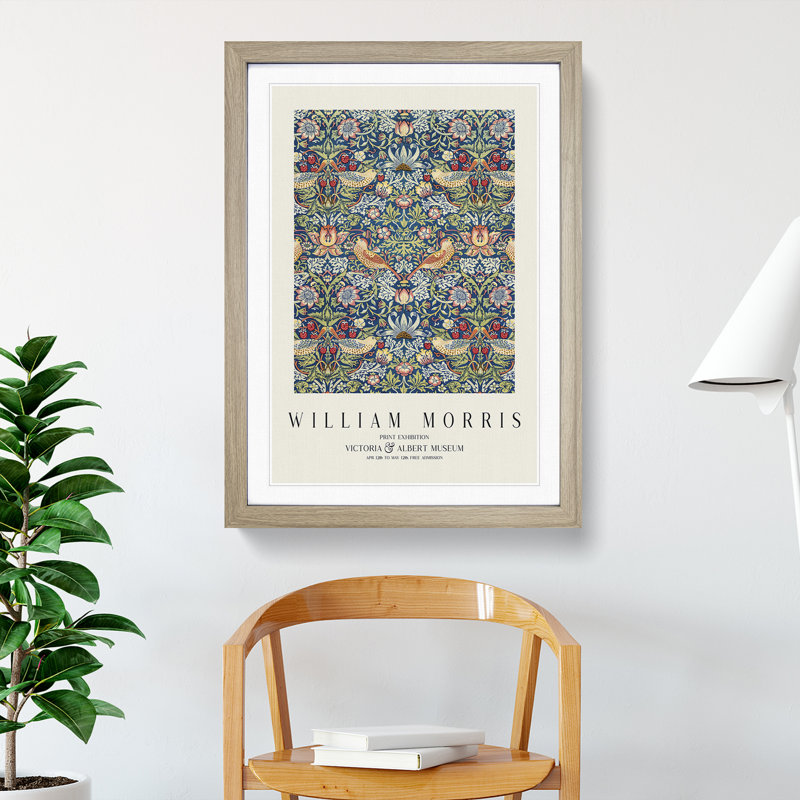 Strawberry Thief Vol.2 by William Morris - Single Picture Frame Print, 36cm H x 27cm W x 2cm D, Oak Framed