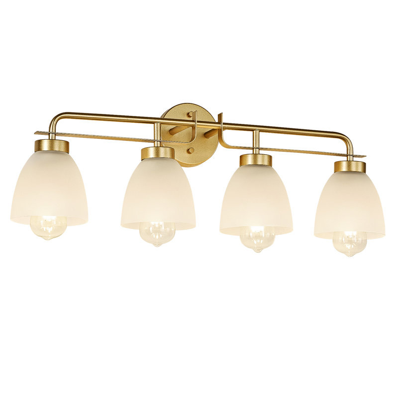 Luminaire de salle de bain 28 po à 4 lumières de style moderne Mid-Century avec verre givré 28 po, Givré