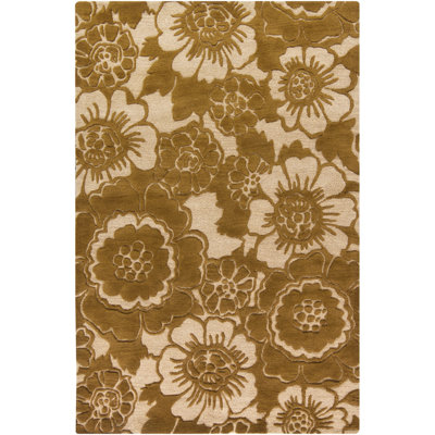 Medford Authentic Hand-Tufted Handcrafted Brown & Beige High-Low Pile Wool Area Rug