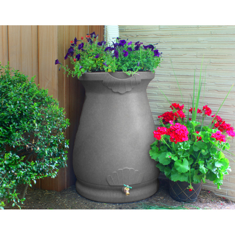Urne d'assistant 65 gallons Baril de pluie, Granite noir