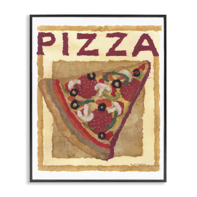 Art de style aquarelle sur pizza par Nancy Overton, Giclée encadrée noir minuit, H 30 po x l 24 po