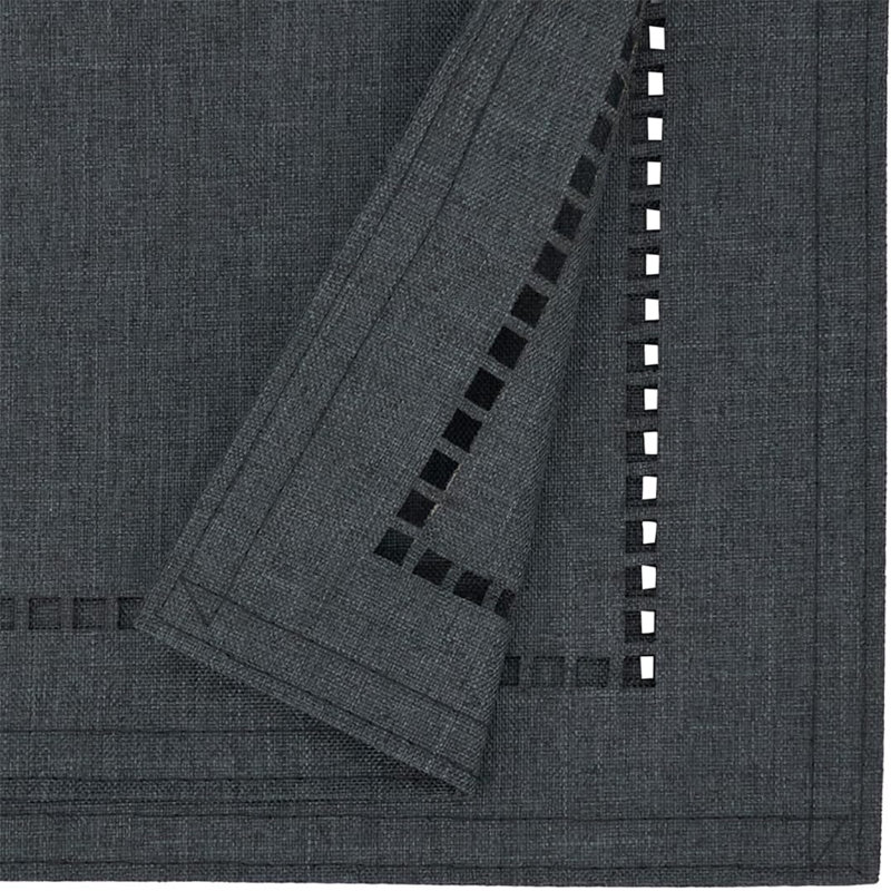 Laser-Cut Hemstitch Design Solid Color Table Runner 14" W, 90" L x 14" W, Black