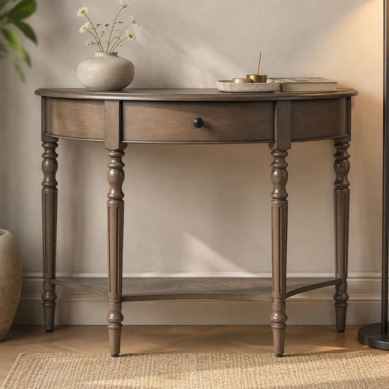 Console de style campagnard avec tiroir et tablette Farmhouse, Noyer, Noyer, Noyer