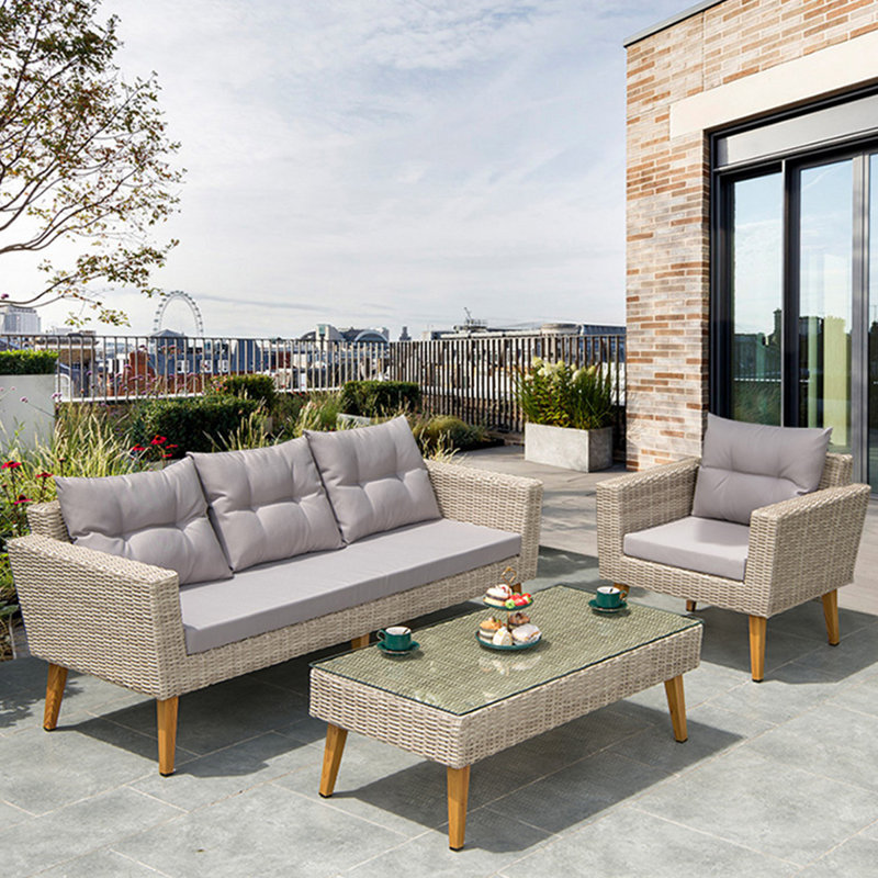 Chaise d'extérieur en rotin tissé Nickelle, 1