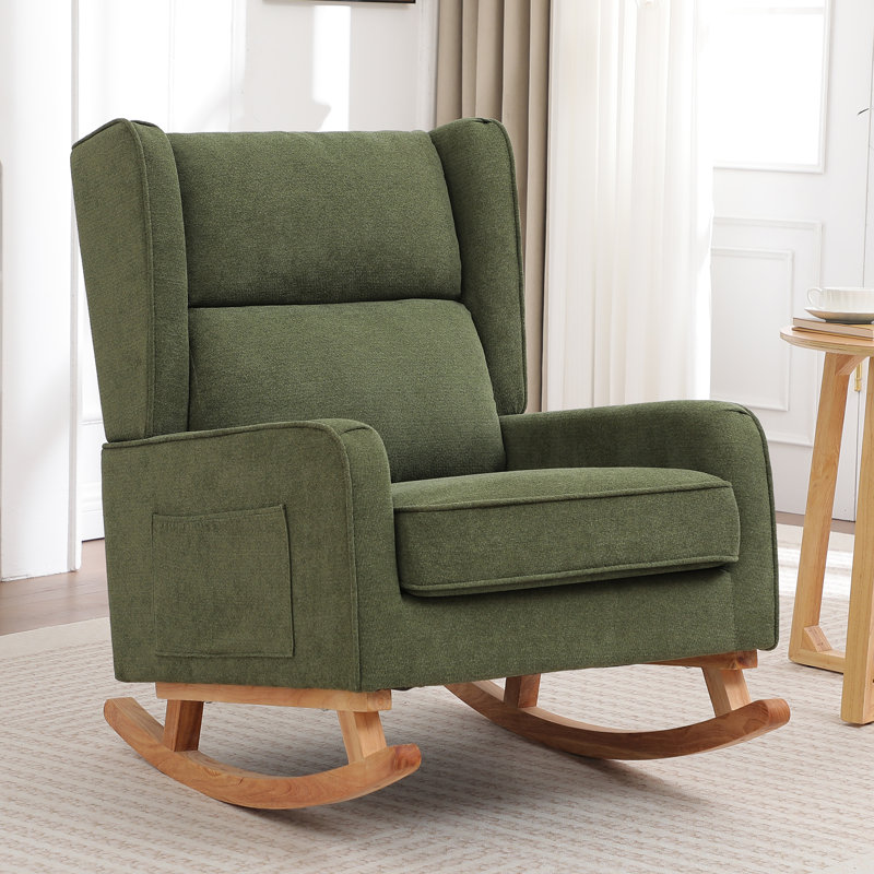 Chaise berçante en bois massif, Vert