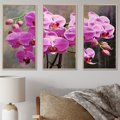Pink Orchids Oasis I - Orchids Wall Art Print Set