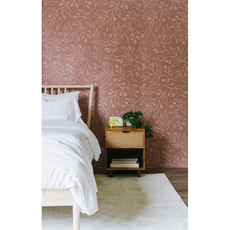Floral Wallpaper, Brown, Pre-Pasted