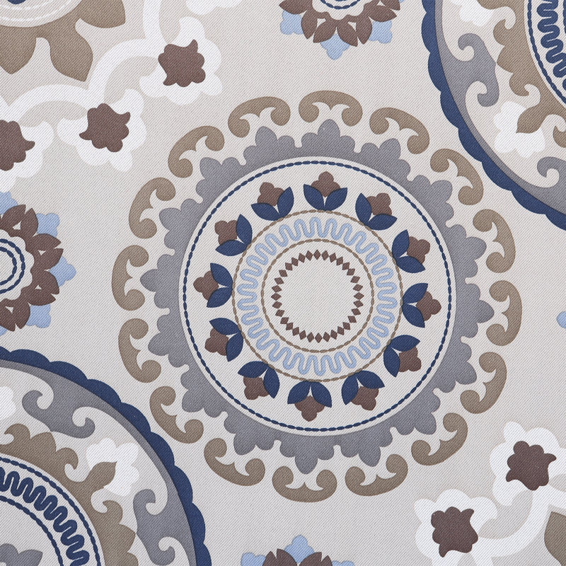 Sun Zero Nepal Global Medallion Print Blackout Grommet Curtain Panel, Gray/Beige, 40" W x 84" L