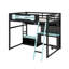 Lit mezzanine en bois pleine grandeur avec bureau, tablettes, lumières DEL, ports USB et panneau perforé-2133204299