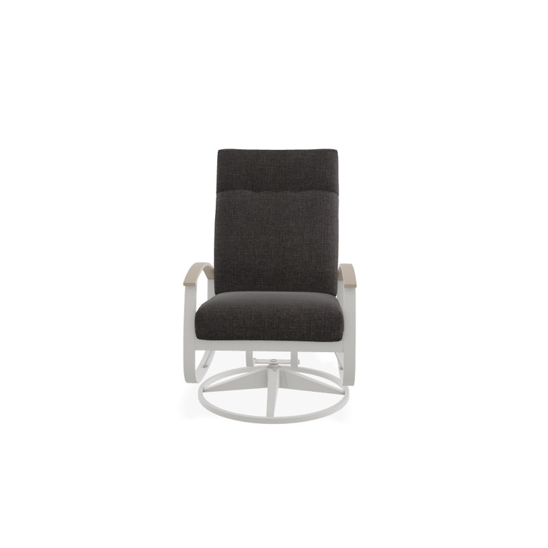 Chaise de patio pivotante avec coussins Askar, Mélange anthracite, Désert P60, Neige texturée