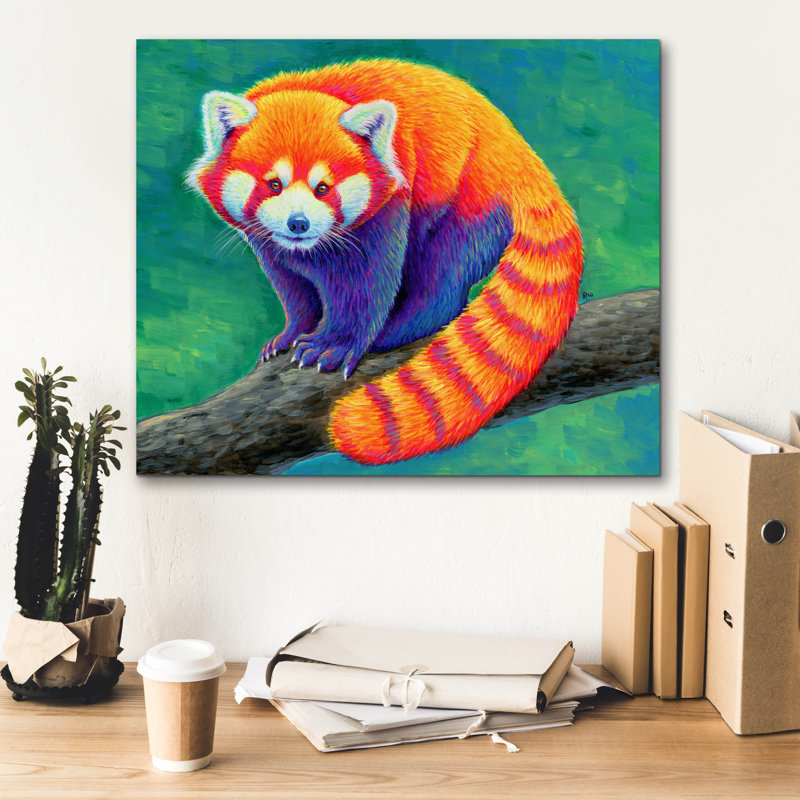 «Red Panda Rainbow» par Rebecca Wang, art mural sur toile